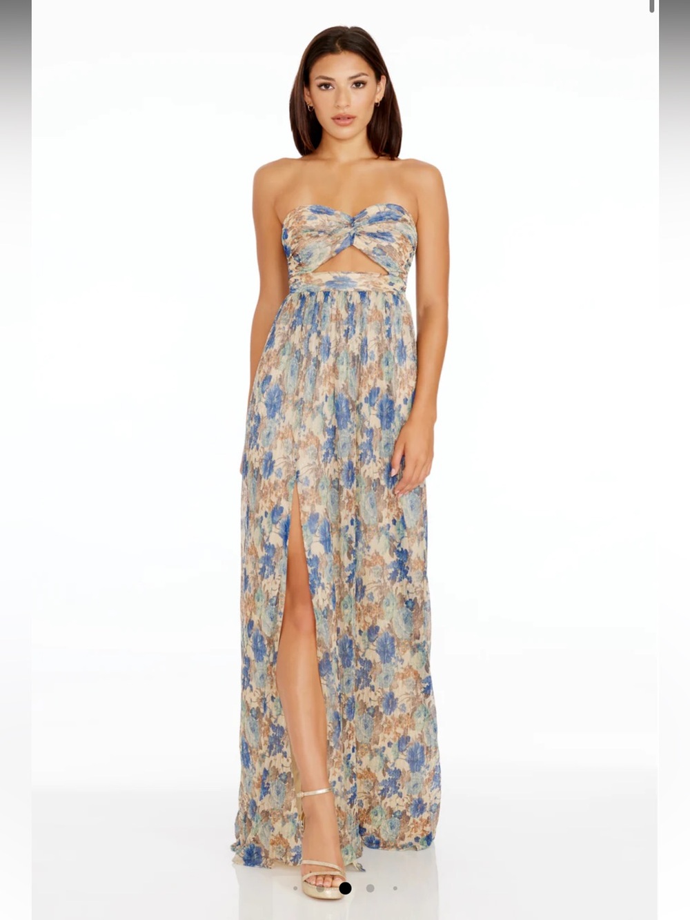 Dress The Population Angelique Gown Cobalt Multi Blue Women Sz Medium Sleeveless
